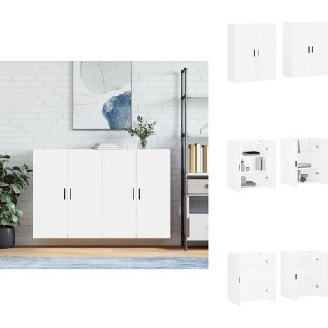 Armoires murales 2 pcs blanc 69,5x34x90 cm - Meuble De Rangement - Buffet - Meuble Mural - Armoire Blanche - Armoire Moderne (1/5)