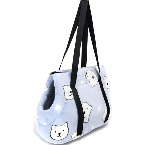 Sac de transport rembourré pour chiens et chats, motif ours en peluche bleu (1/3)