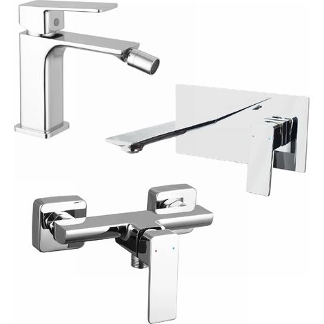 Mélangeur avec lavabo encastré, bidet sans vidange et douche externe en laiton chromé Mod. Ingrid (1/4)