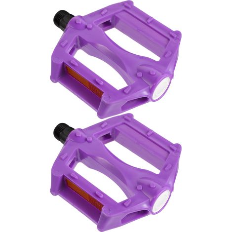 Pédales de vélo en plastique pour VTT, couleur violette, durables, antidérapantes, confortables, efficaces et résistantes. (1/5)