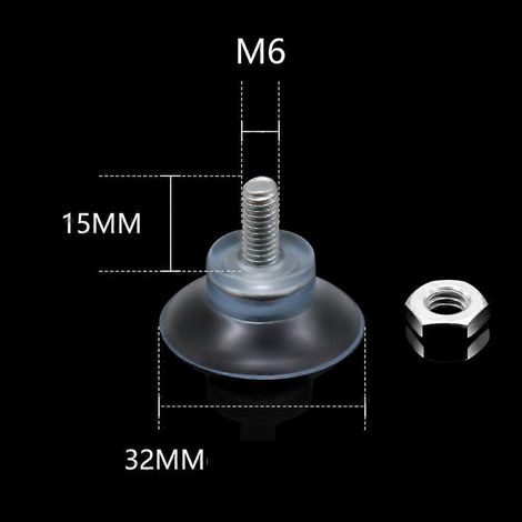 Filiyano-20 ventouses de 32 mm avec filetage M6 et écrous moletés, transparentes (1/5)