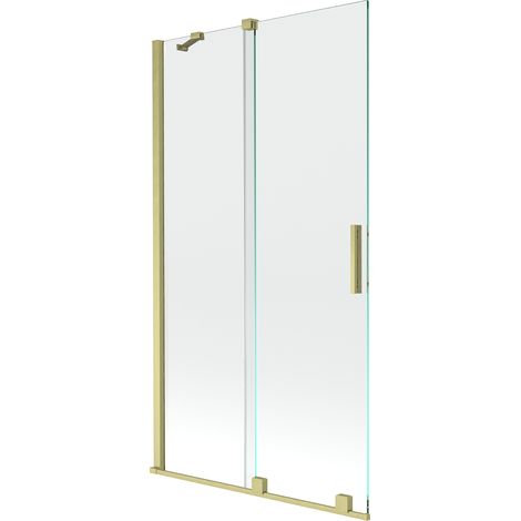 Mexen Velar paravento da bagno scorrevole a 2 ante 100 x 150 cm, trasparente, oro spazzolato - 896-100-000-01-55 (1/5)
