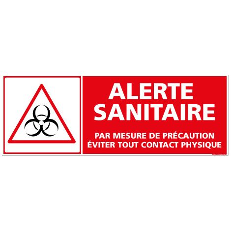 PANNEAU ALERTE SANITAIRE COVID19 - EVITER TOUT CONTACT PHYSIQUE (C1507) - Adhésif - 210 x 75 mm