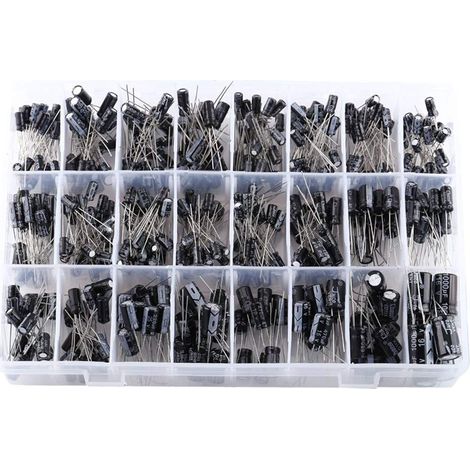 Kit de condensadores, 500 condensadores electrolíticos, 24 valores, microcondensadores radiales de aluminio, 16V-50V, 0,1uF a 1000uF, para aplicaciones electrónicas.