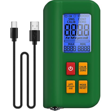 T2 Jauge d'Épaisseur Numérique Rechargeable Appareil de Mesure de Peinture avec Triple Affichage 0-1500µm Fe/NFe Mesure Automatique Multipoint Mini Testeur d'Épaisseur pour Voiture Bateau Métal (1/5)