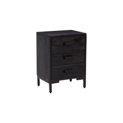 Table de chevet Noir 40x30x55 Bois de pin massif (1/5)