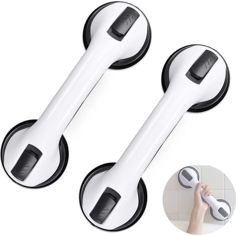 Extremely Strong Suction Cup Grab Bar, 30cm Suction Cup Grab Bar, 2 Pieces for Bathroom & Shower, Secure Support for Kitchen, Glass, Smooth Walls, Senior Accessory - Black (1/5)