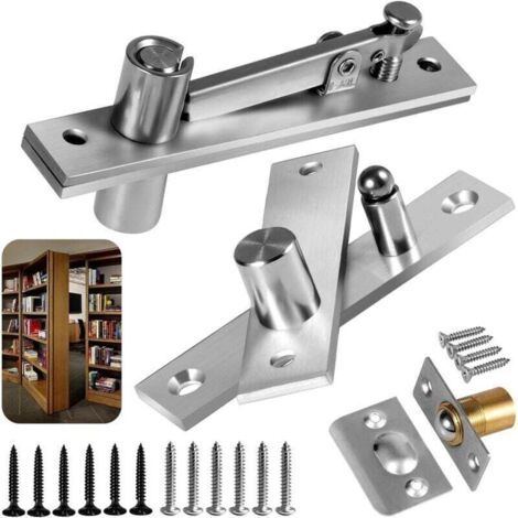 Charnière pivotante pour porte, système de charnière invisible avec loquet à bille, adaptée aux portes en bois lourdes jusqu'à 90,7 kg ainsi qu'aux bibliothèques cachées et secrètes (1/4)
