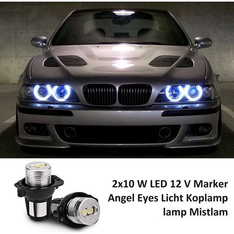 Angel Eyes Light Ampoules LED pour voiture Halo Ring Marker, phares Halo blancs au xénon 6000 K, 2 feux antibrouillard ronds Angel Eyes compatible avec BMW Série 3, 63117161444 63112179077 (1/4)