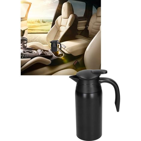 Hervidor portátil de 800 ml con base – Gran capacidad, acero inoxidable, elemento calefactor aislado, dos modos de funcionamiento (automático/normal), compatible con 12 V/24 V para coches, negro mate  (1/5)