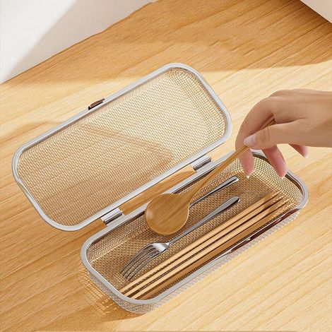 Panier De Lavage Pour Ustensiles - Maille Fine En Acier Inoxydable 27,5 X 11,2 X 7 Cm - Compatible Lave-Vaisselle - Pour Cuillères Baguettes Fourchettes - 1 Pièce (1/5)