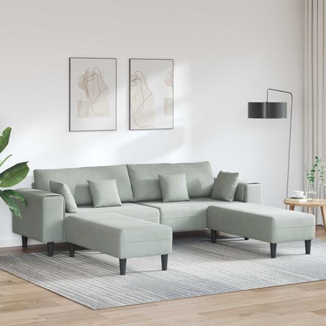 Sofa 3 pcs Hellgrau 250 x 188 x 76 cm Samt