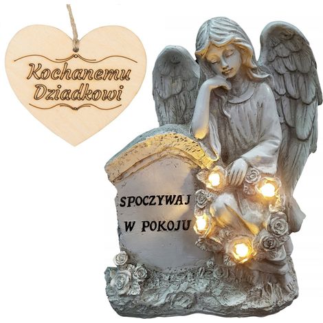 Vela de ángel guardián con la inscripción "Descansa en paz" para la tumba del abuelo. 21,5 cm. (1/5)