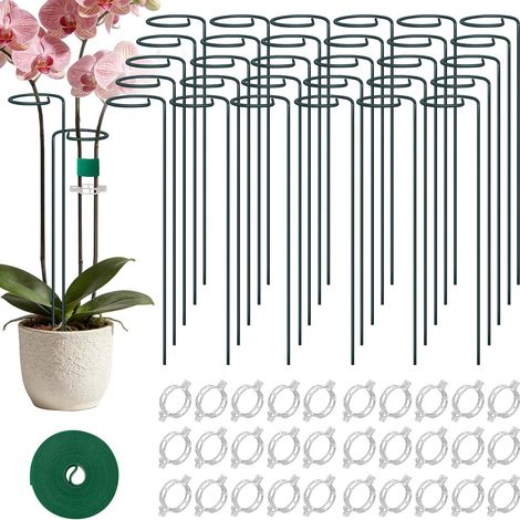 Tuteurs pour Plantes, 30 Supports en Métal avec 30 Clips pour Plantes – Réutilisables, Résistants aux Intempéries et Robustes, pour Tomates, Plantes Grimpantes, Vivaces, Rosiers et Plantes d'Intérieur (1/5)