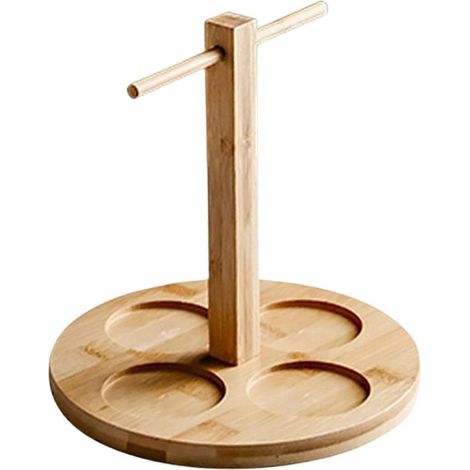 Bierglas- und Serviertablett-Getränkehalter aus Holz für gesellige Runden (4 Stück)-4 Hole (1/5)