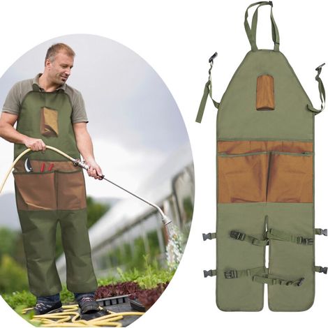 Delantal de jardinería con múltiples bolsillos, delantal de trabajo Oxford 600D, herramientas manuales (1/4)