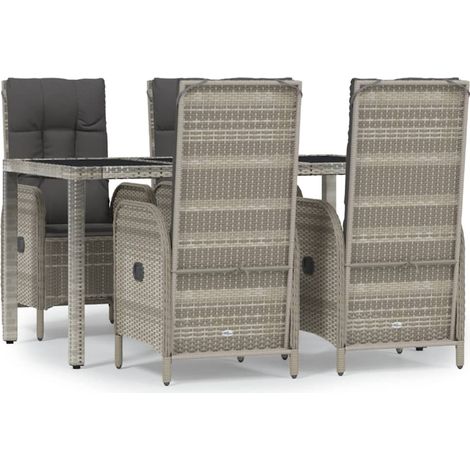 Maison Exclusive - Set da Pranzo da Giardino 5 pz con Cuscini in Polyrattan Grigio (1/5)