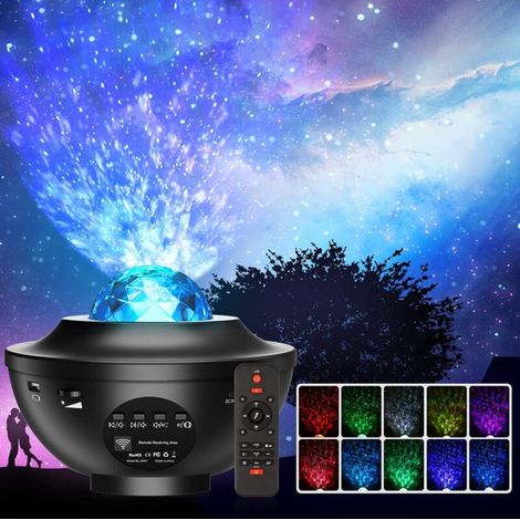 SABIR Projecteur Ciel Etoile, Planetarium Projecteur LED Veilleuse Enfant Rotatif , Océan Starry Lampe Projecteur Luminosité Réglable Bluetooth/Télécommande/Timer pour Décoration de Bébé Chambre (1/5)