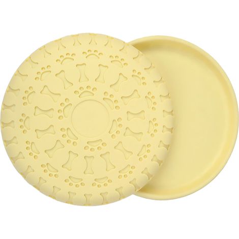 Disque volant pour chien, jouet résistant aux morsures, bol à disque Flexible en TPR pour animaux de compagnie, pour l'entraînement à l'eau et à l'alimentation, jaune (1/5)