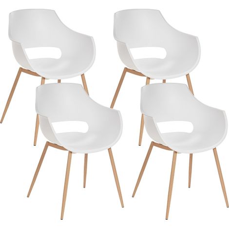 Set di 4 sedie da pranzo moderne minimaliste con seduta in plastica Bianco Millers