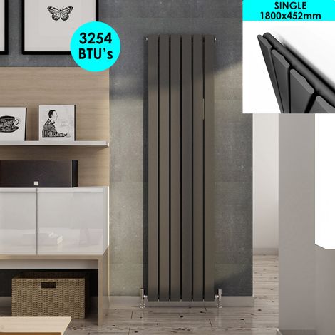 ELEGANT Central Heating Vertical Column Radiator 1800 x 452 mm Anthracite Single Flat Panel Designer Bathroom Radiator (1/5)