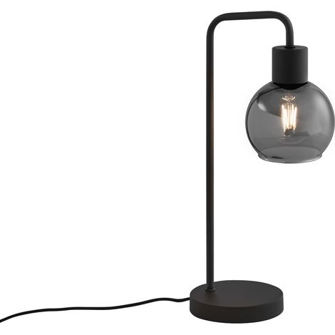 Art Deco Table Lamp Black with Smoke Glass - Vidro