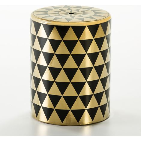 Tabouret 33x33x43 Céramique Or/Noir
