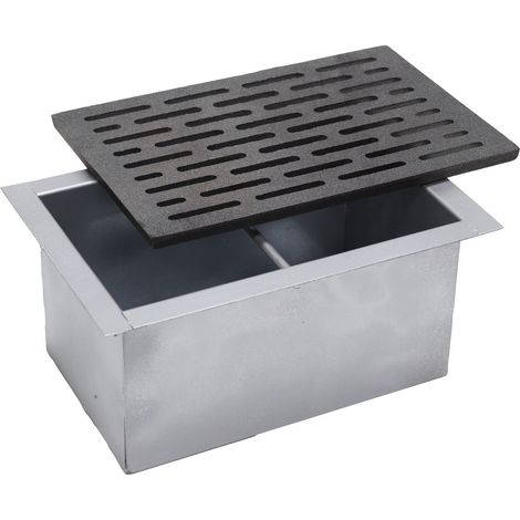Griglia in ghisa con asole a mattoncino 20x30 per camino con cassetto raccogli cenere h 14cm