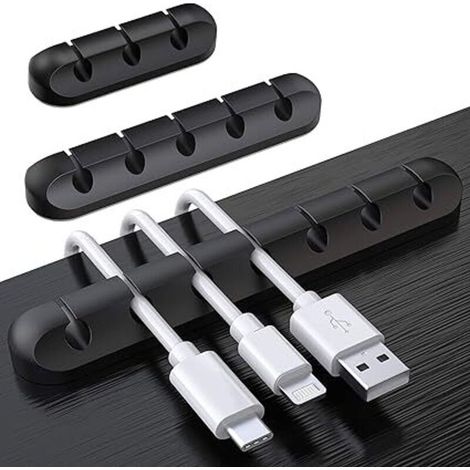 Clips Câble Organisateur Bureau, Lot de 3 Support de Câble, Organisateur de Cordon, Gestion des Cables, Câble Rangement pour USB Câbles de Chargeur/Souris/Écouteur/PC (1/5)