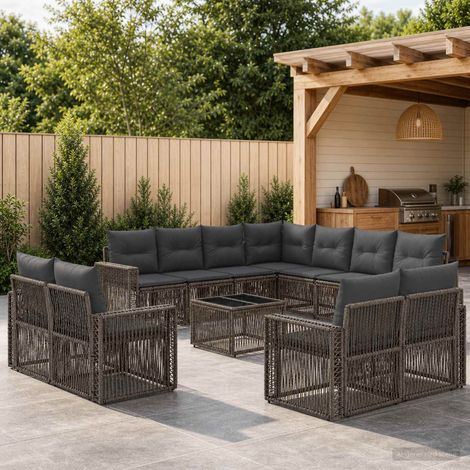 Set Divano da Giardino 12 pcs Grigio e Grigio Scuro polyrattan vidaXL (1/5)