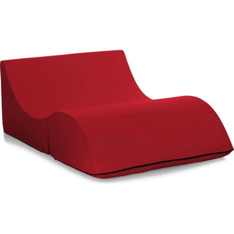 Talamo Italia - Letto pieghevole Amorina, Pouf trasformabile in letto matrimoniale, Chaise longue in ecopelle, 100% Made in Italy, 100x200h70 cm, Rosso
