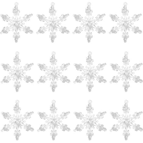 Lot de 12 pendentifs flocons de neige pour décoration de Noël à suspendre-4.5X4.5CM-White