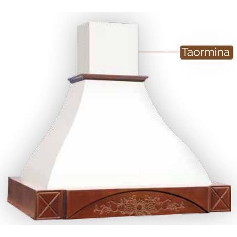 CAPPA A PARETE TAORMINA DA 60CM LAMIERA AVORIO E TRAVE GREZZA