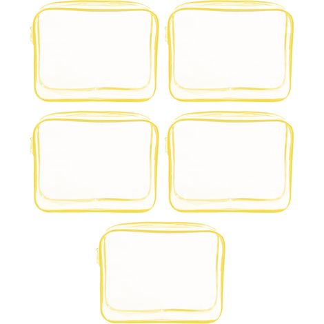 Lot de 5 trousses de toilette transparentes en PVC avec fermeture éclair, sac à maquillage portable pour les vacances, la salle de bain et le rangement (1/5)
