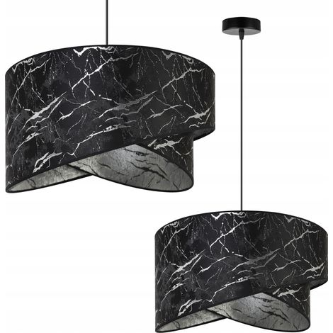 Lámpara de techo colgante con pantalla de mármol plateado (1/5)