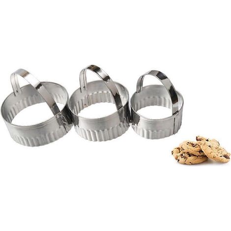 Moules à biscuits en acier inoxydable, lot de 3, emporte-pièces réutilisables pour gâteaux et biscuits, compatibles micro-ondes et lave-vaisselle, argentés (1/4)