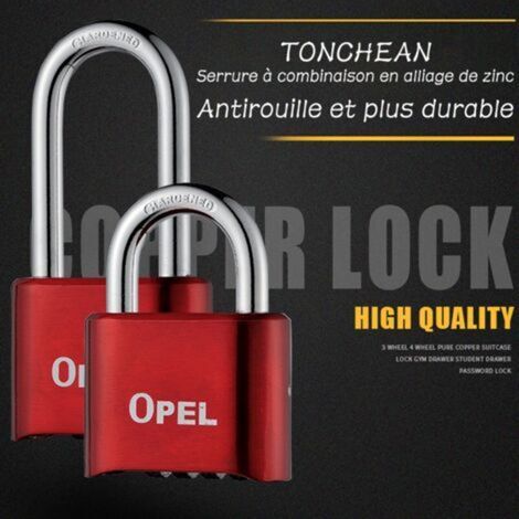 Cadenas Code 4 Chiffres, 52mm Cadenas Extérieur Etanche, Robuste et Antivol, 8mm Loquet Cadenas à CombinaisonBronze,50mm