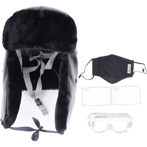 Fleecegefütterter, winddichter ABS-PU-Sicherheitshelm mit Schutzbrille und Maske für den Winter (1/5)