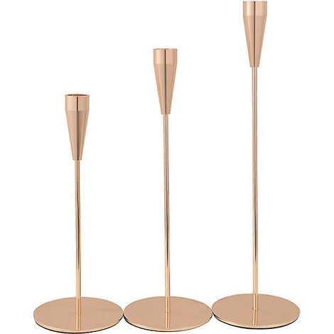 lot De 3 Bougeoirs Dors, Bougeoirs Coniques Pour Chandeliers, Dcorations D'automne De Ferme Moderne Pour Bougies Paisses Bougies (1/5)