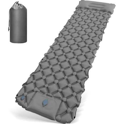 ZHIJIA PREMIUM Matelas autogonflant ultralégère de camping avec pompe à pied (Gris) (1/5)