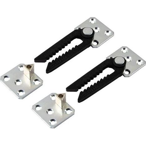 Ensemble de 2 supports de fixation invisibles pour meubles, à suspendre sur du métal galvanisé, pour fixer et relier des canapés et des lits rembourrés. (1/5)