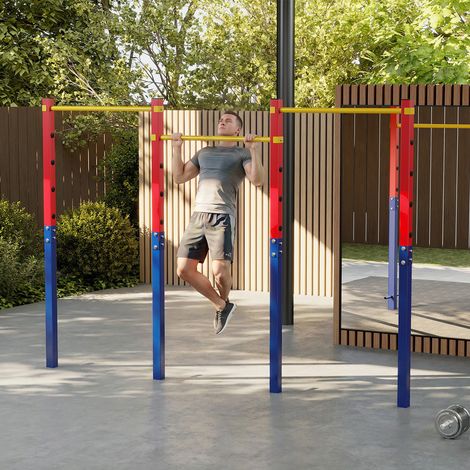 330 kg In-Ground Pull Up Bar with 5 Adjustable Heights and Anchors 330 kg-Red (1/5)