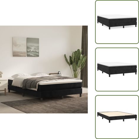 Boxspringbett mit Matratze Schwarz 140x200 cm Samt - Samtbett - Boxspringbett - Doppelbett - Schlafzimmermöbel - Luxusbett (1/5)