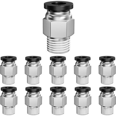 10 Pièces - Raccord Pneumatique - Adaptateur Tuyau Air - Filetage Extérieur 1/8 BSP - Pour Outils Industriels - Bronze - 6mm x 2,5cm (1/5)
