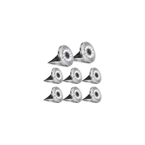 Luces solares exteriores QAZQA, paquete de 8 unidades, 12 luces LED para suelo, jardín, 6000K, IP65 resistente al agua, focos solares empotrables para caminos, patios, jardines y alumbrado subterráneo