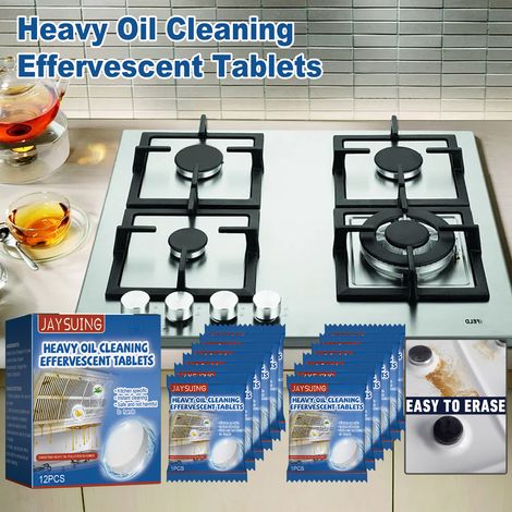 Kitchen grease cleaner tablets, heavy-duty oil stain remover, effervescent tablets for kitchen range hoods and stovetops -- 2g12pcs (boxed) (1/5)