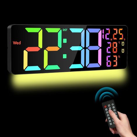 Reloj de pared digital de 15,5 pulgadas, para uso doméstico, reloj de pared digital de 15,5 pulgadas, pantalla grande, reloj de mesa digital con control remoto (1/5)