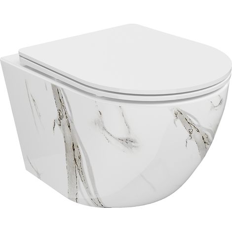 Mexen Lena taza de inodoro Rimless con asiento de cierre suave slim, duroplast, piedra blanca - 30224094 (1/5)