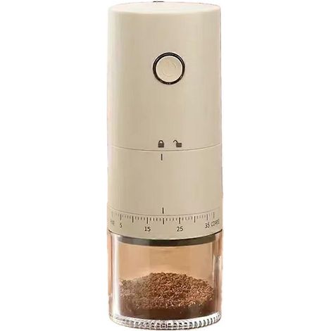 Wiederaufladbare elektrische Kaffeemühle per USB – Mini-tragbare Kaffeemaschine mit 38 einstellbaren Geschwindigkeiten, ideal für den Heimgebrauch (Weiß) (1/5)