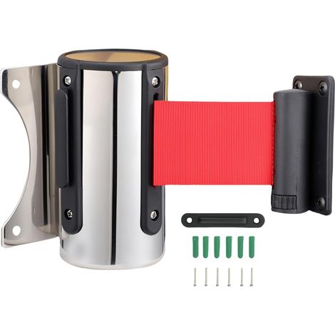 Barrière extensible en acier inoxydable de 5 m - Montage mural - Système de guidage des personnes - Sangle murale de sécurité pour support de délimitation - Contrôle de la foule (1/5)